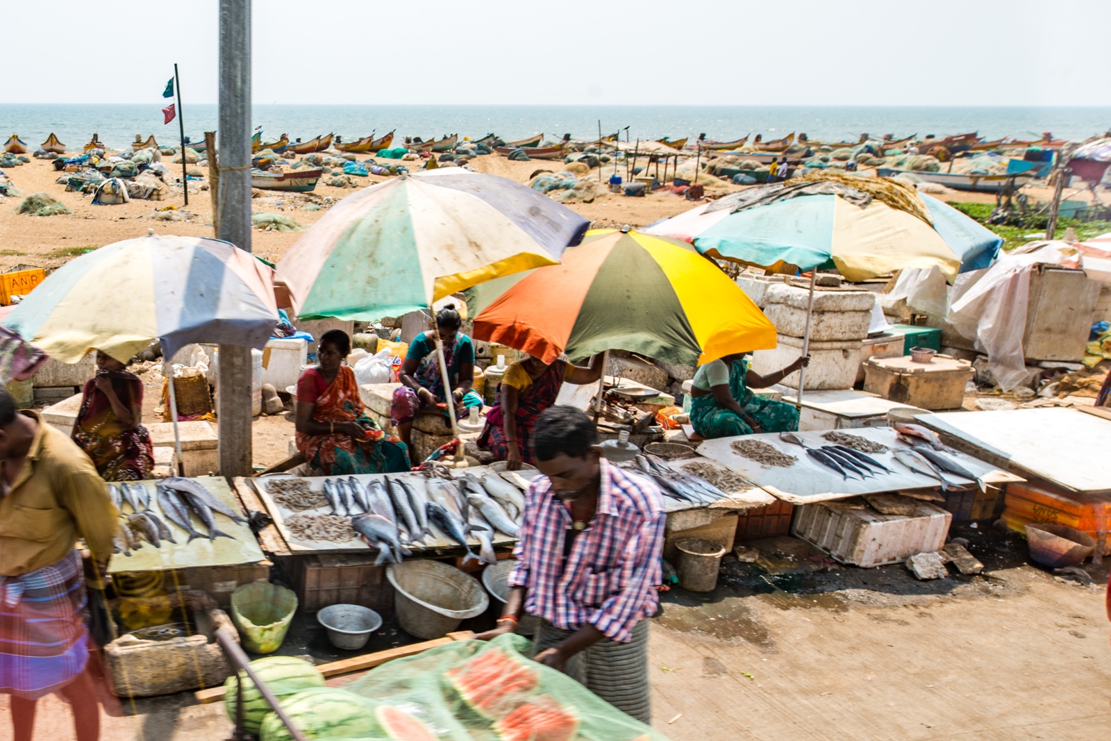 Fischmarkt am Strand in Chennai